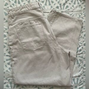 H&M Women’s High Waisted Taupe Barrel Jeans - Size 12